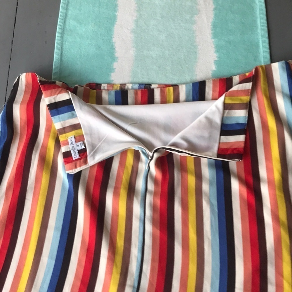 Ophelia Roe Colorful Stripe Faux Wrap Buckle Skirt Plus Size - Picture 4 of 9
